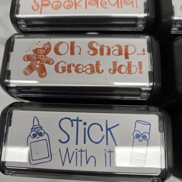 Set of 15 Teacher Rubber Message Homework Stamps Self-Inking School Education - Picture 6 of 16